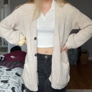 American Eagle Knit Cream Cardigan